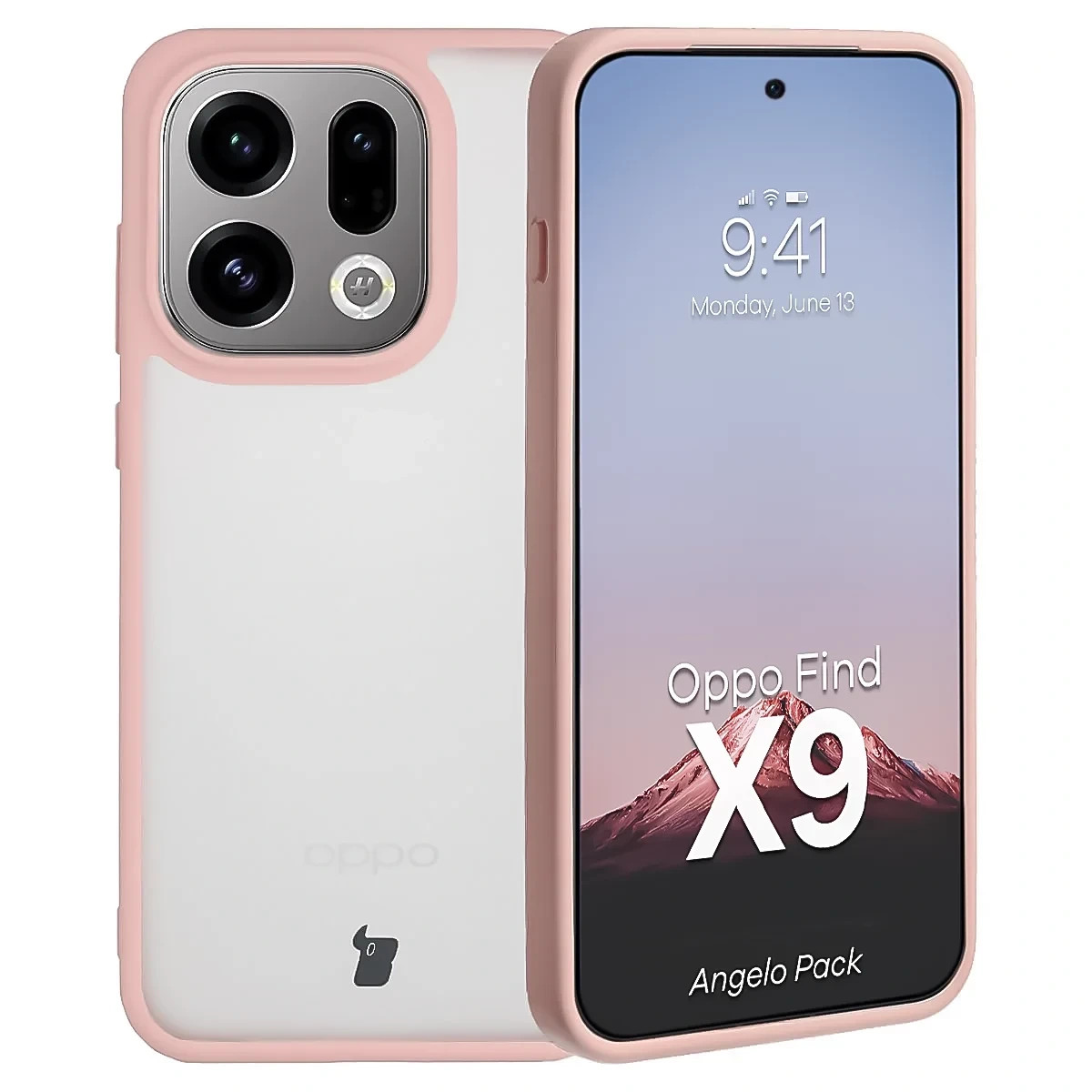 Kryt Bizon Angelo Pack Oppo Find X9, semi-transparent with a light pink frame