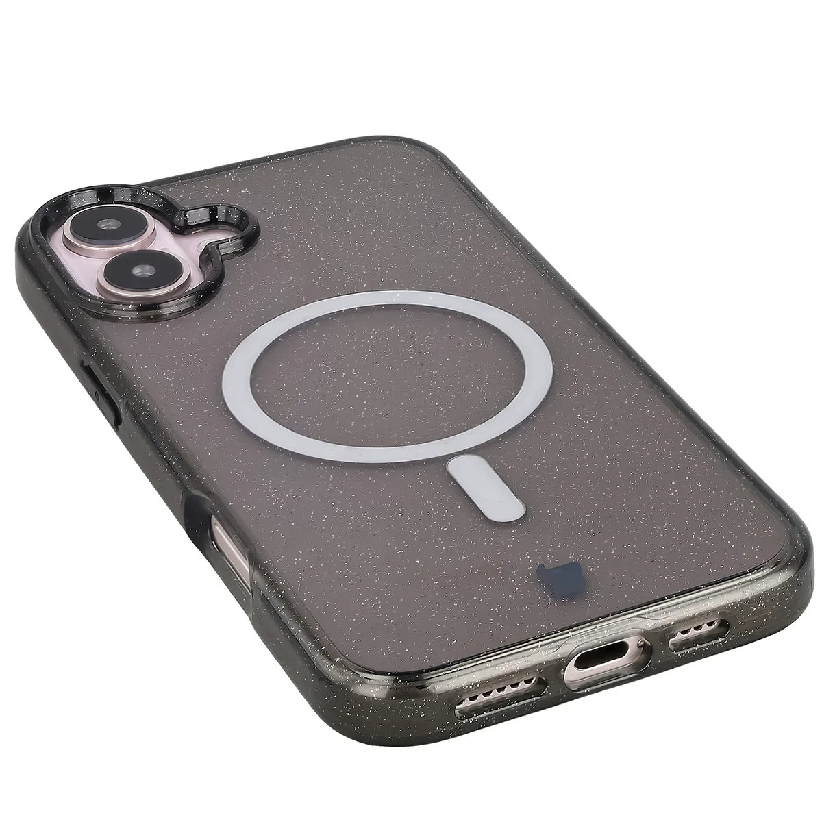 Kryt Bizon Case SparklO Magnetic Apple iPhone 16 Plus, transparent-black with glitter