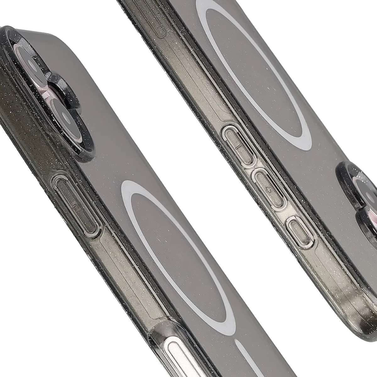 Kryt Bizon Case SparklO Magnetic Apple iPhone 16 Plus, transparent-black with glitter