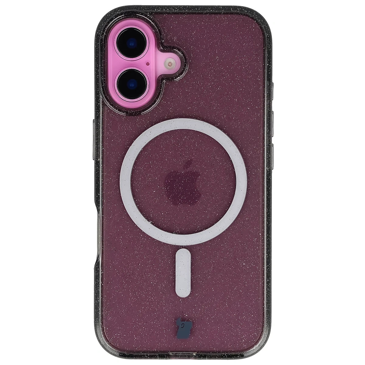 Kryt Bizon Case SparklO Magnetic Apple iPhone 16, transparent-black with glitter