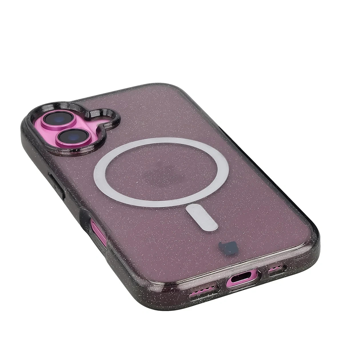 Kryt Bizon Case SparklO Magnetic Apple iPhone 16, transparent-black with glitter
