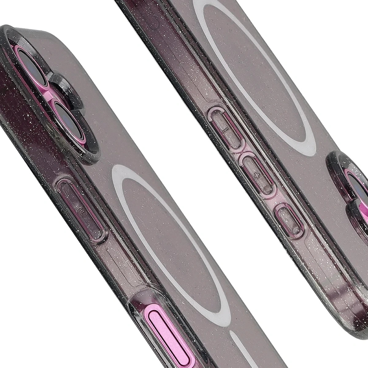 Kryt Bizon Case SparklO Magnetic Apple iPhone 16, transparent-black with glitter