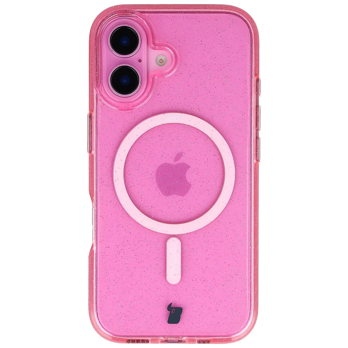 Kryt Bizon Case SparklO Magnetic Apple iPhone 16, transparent-pink with glitter