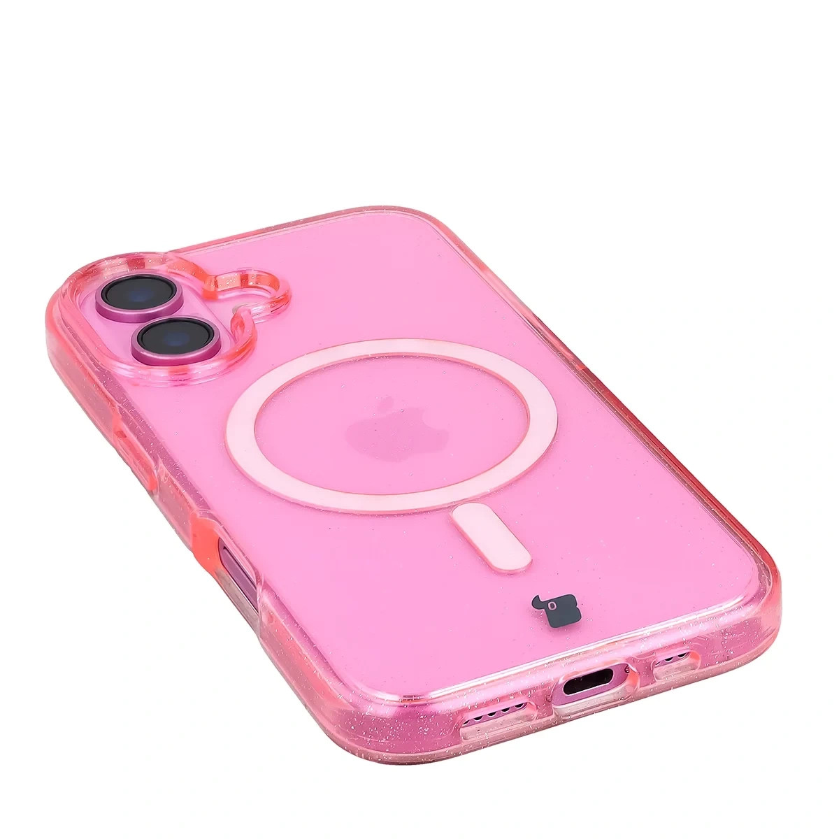 Kryt Bizon Case SparklO Magnetic Apple iPhone 16, transparent-pink with glitter