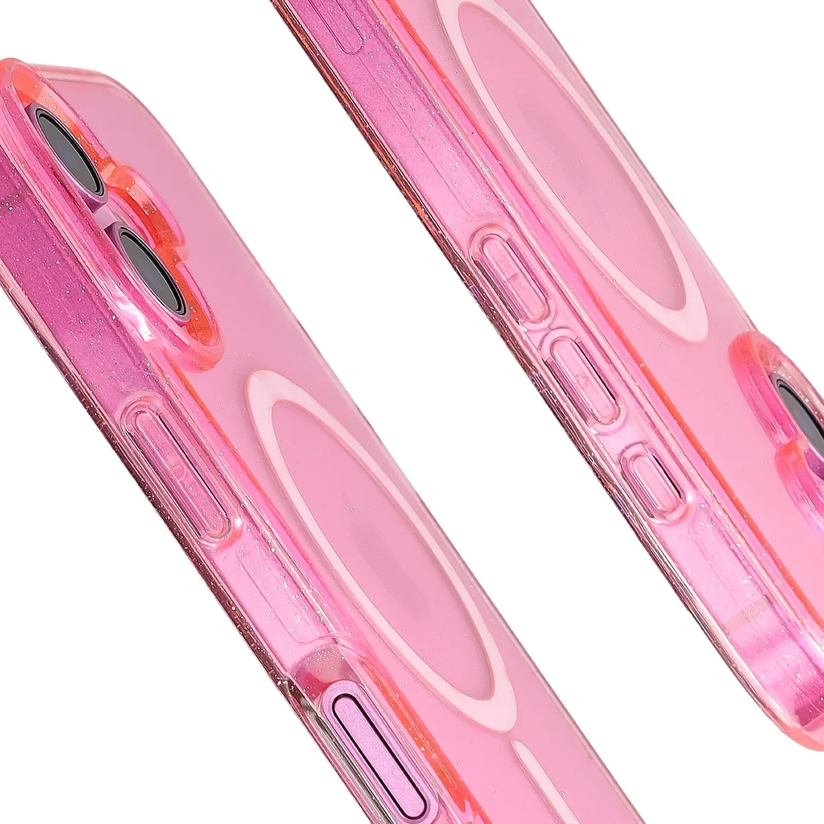 Kryt Bizon Case SparklO Magnetic Apple iPhone 16, transparent-pink with glitter