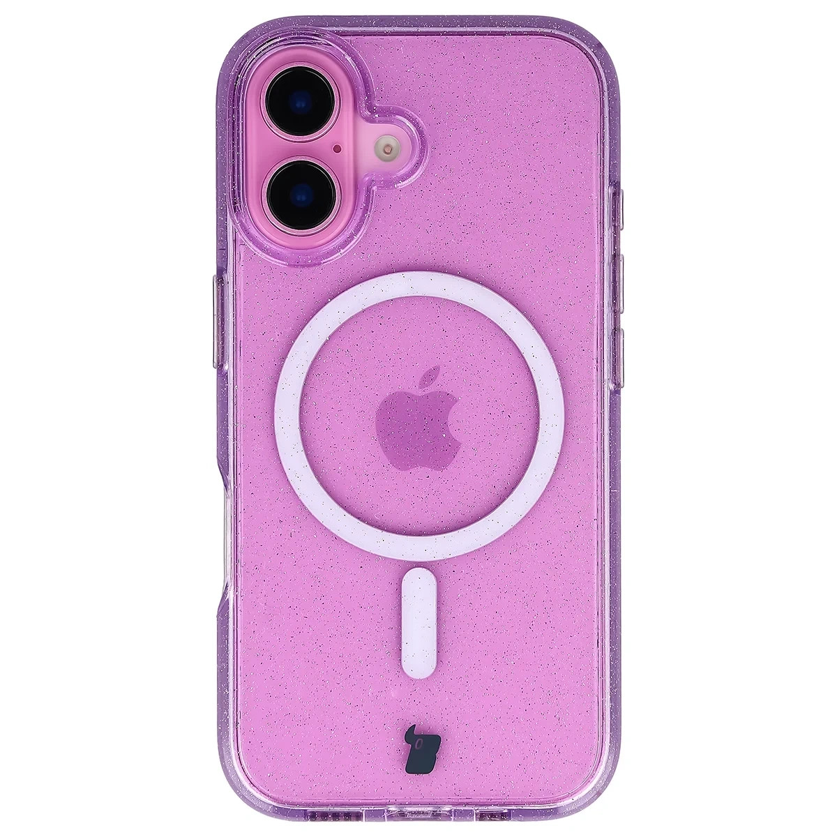 Kryt Bizon Case SparklO Magnetic Apple iPhone 16, transparent-purple with glitter