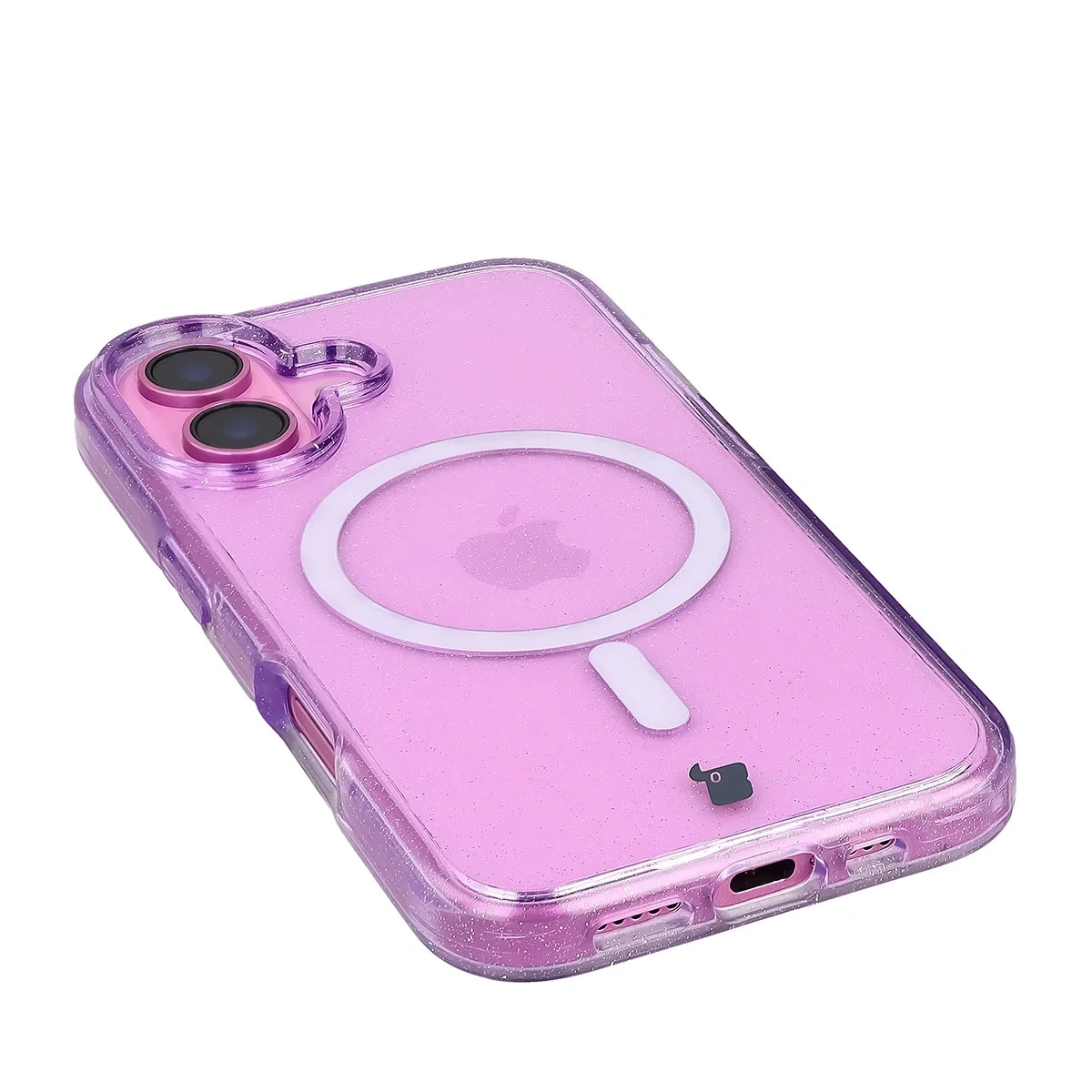Kryt Bizon Case SparklO Magnetic Apple iPhone 16, transparent-purple with glitter