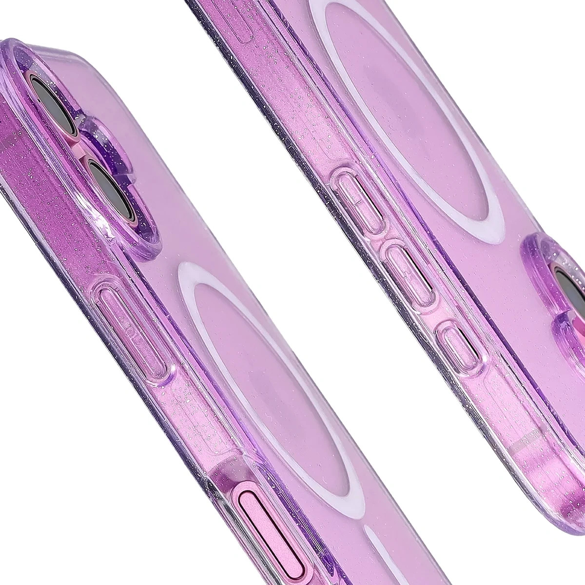 Kryt Bizon Case SparklO Magnetic Apple iPhone 16, transparent-purple with glitter