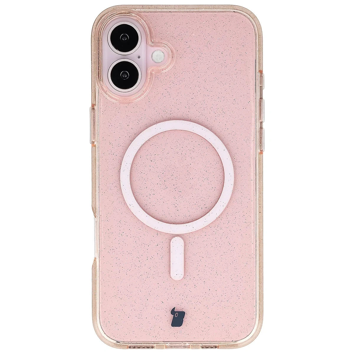 Kryt Bizon Case SparklO Magnetic Apple iPhone 16 Plus, transparent light orange with glitter