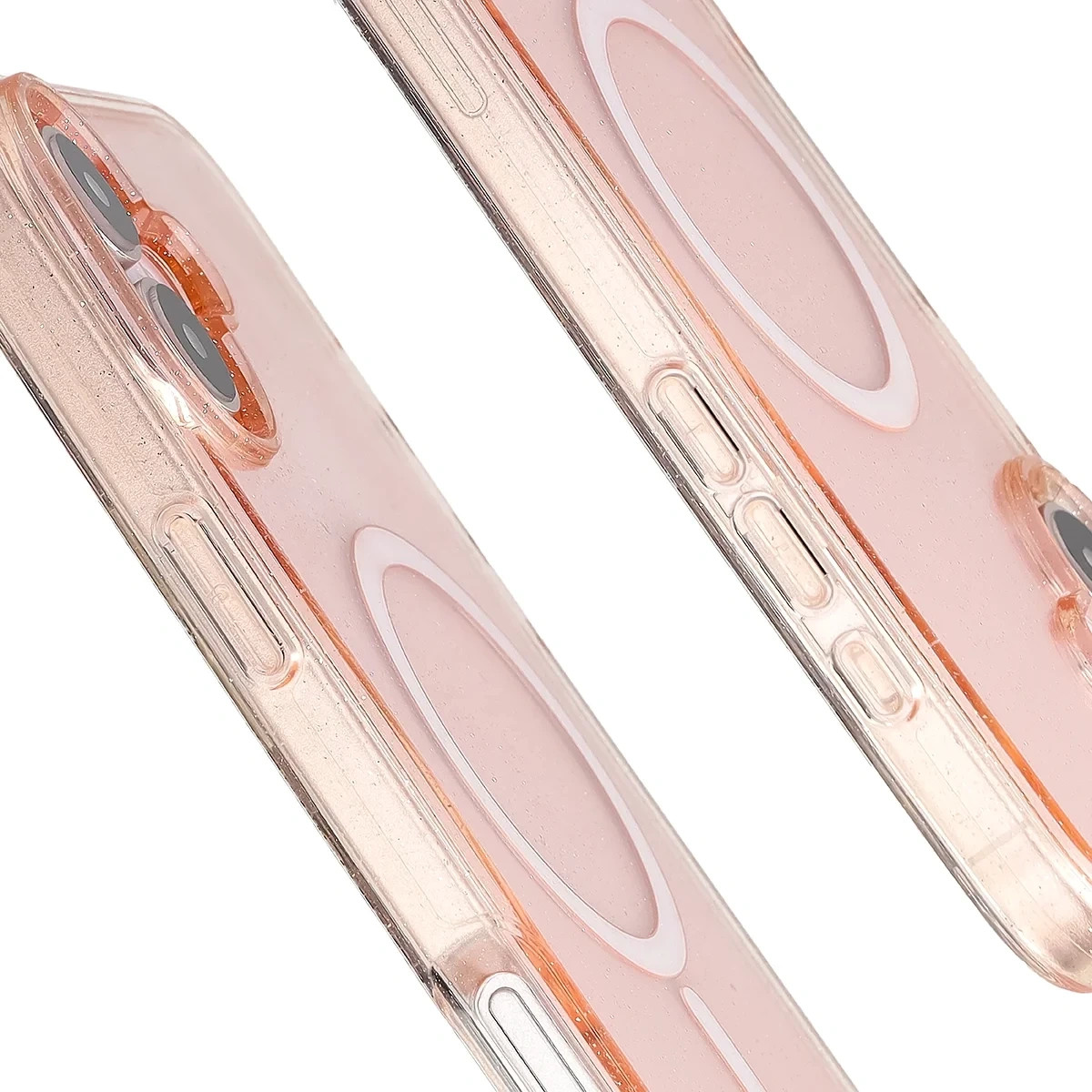 Kryt Bizon Case SparklO Magnetic Apple iPhone 16 Plus, transparent light orange with glitter