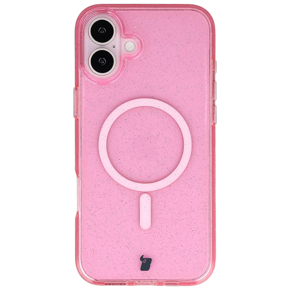 Kryt Bizon Case SparklO Magnetic Apple iPhone 16 Plus, translucent-pink with glitter