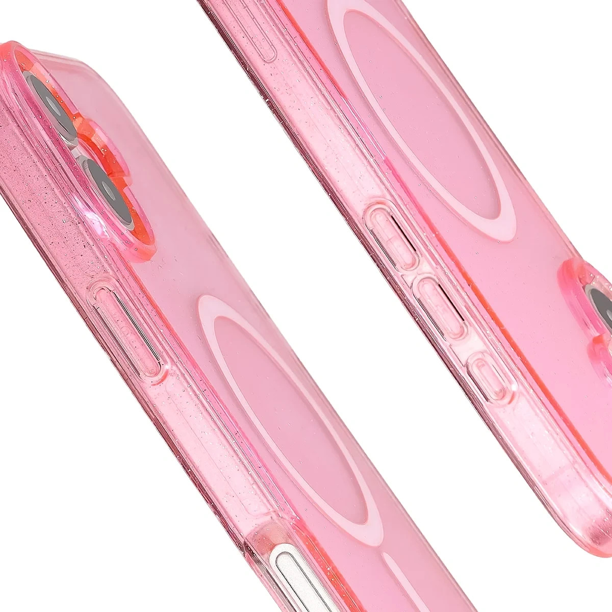 Kryt Bizon Case SparklO Magnetic Apple iPhone 16 Plus, translucent-pink with glitter