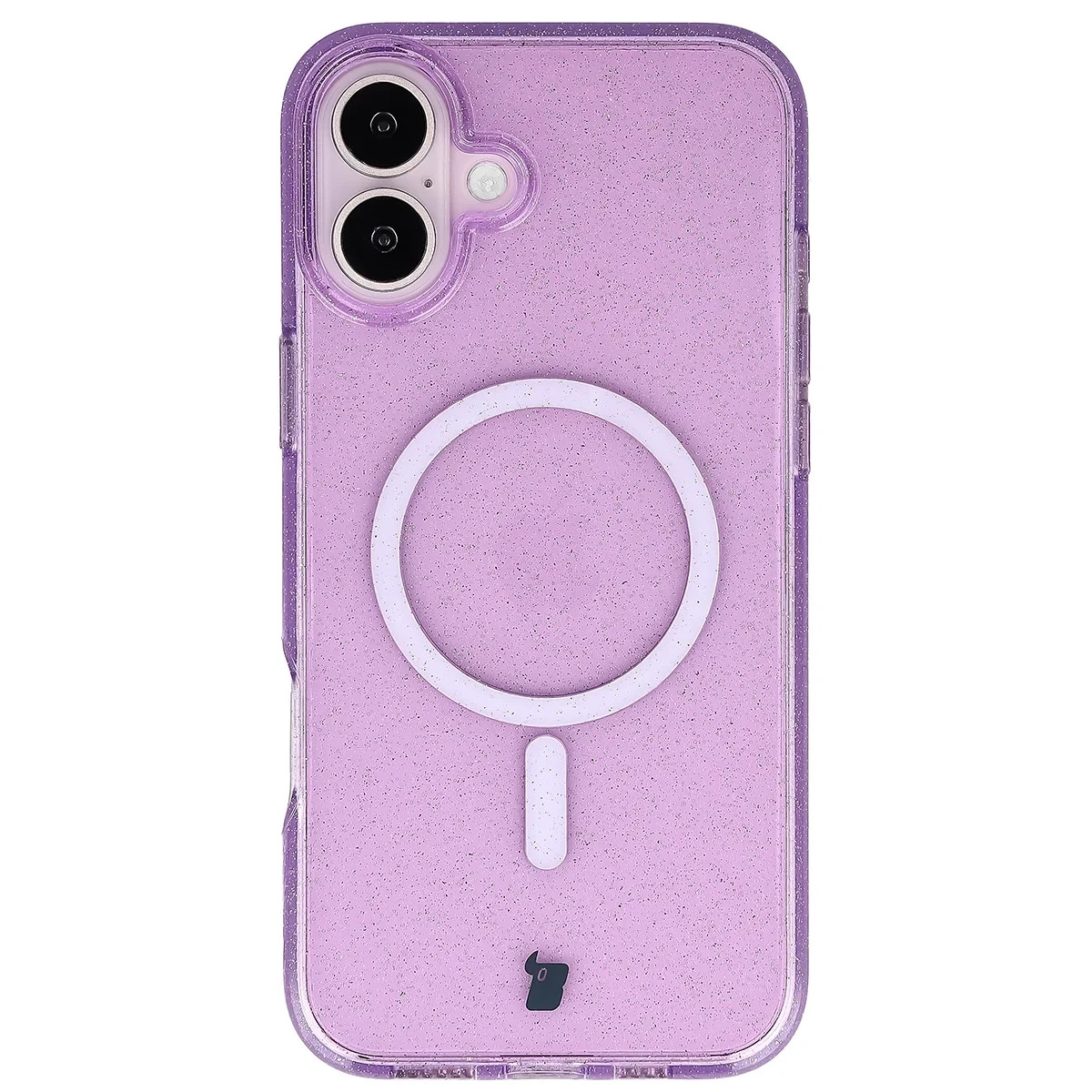 Kryt Bizon Case SparklO Magnetic Apple iPhone 16 Plus, transparent-purple with glitter