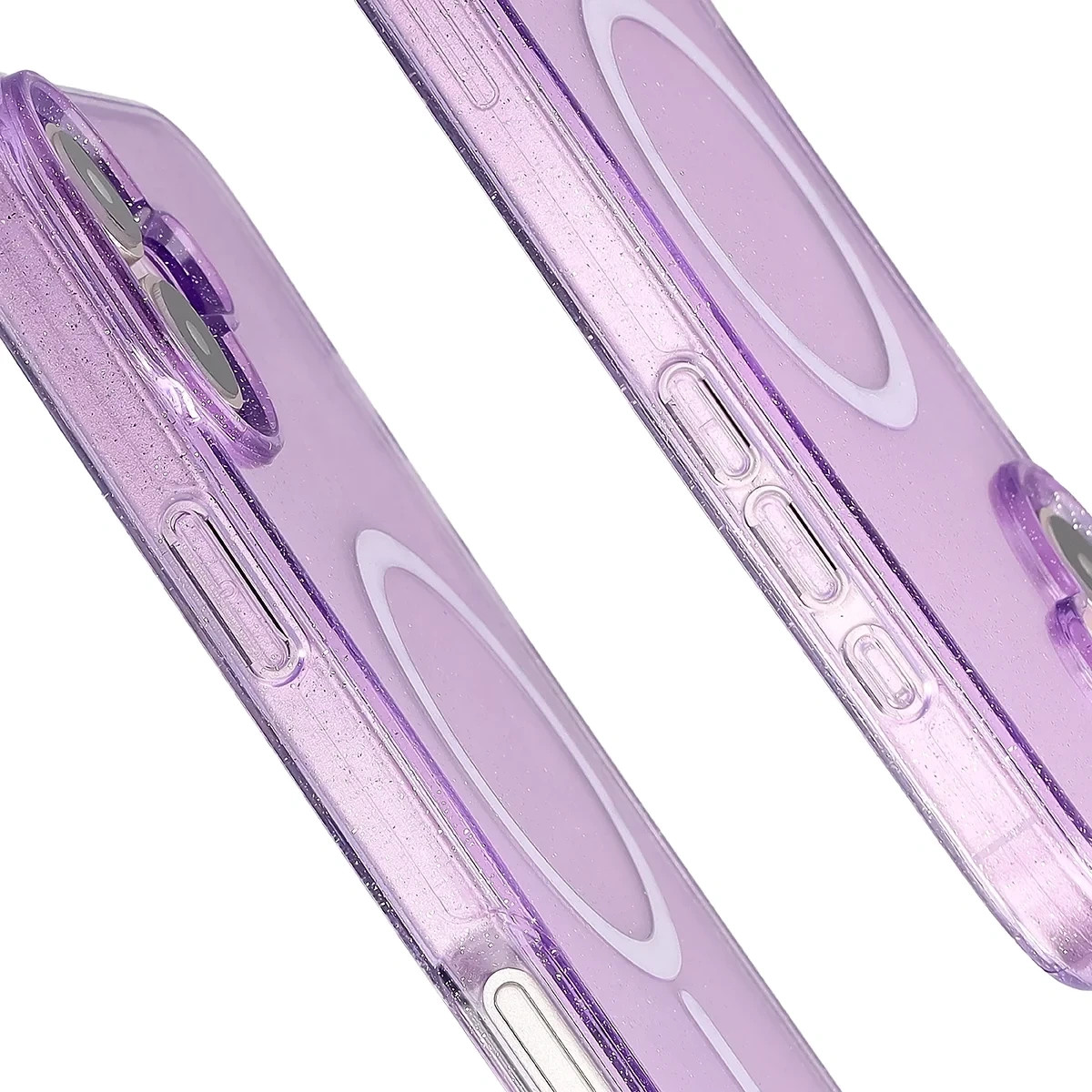 Kryt Bizon Case SparklO Magnetic Apple iPhone 16 Plus, transparent-purple with glitter