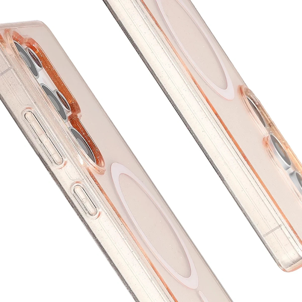Kryt Bizon Case SparklO Magnetic Samsung Galaxy S25 Ultra, transparent light orange with glitter