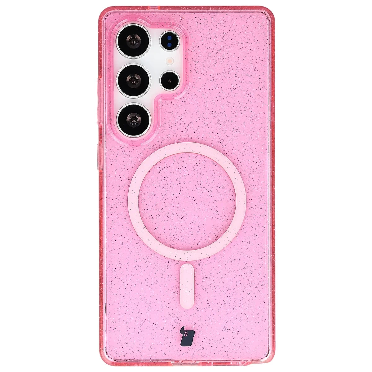 Kryt Bizon Case SparklO Magnetic Samsung Galaxy S25 Ultra, transparent-pink with glitter
