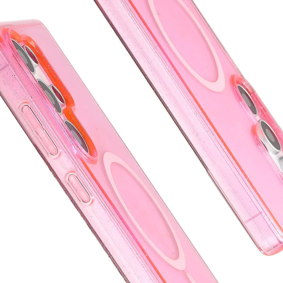 Kryt Bizon Case SparklO Magnetic Samsung Galaxy S25 Ultra, transparent-pink with glitter