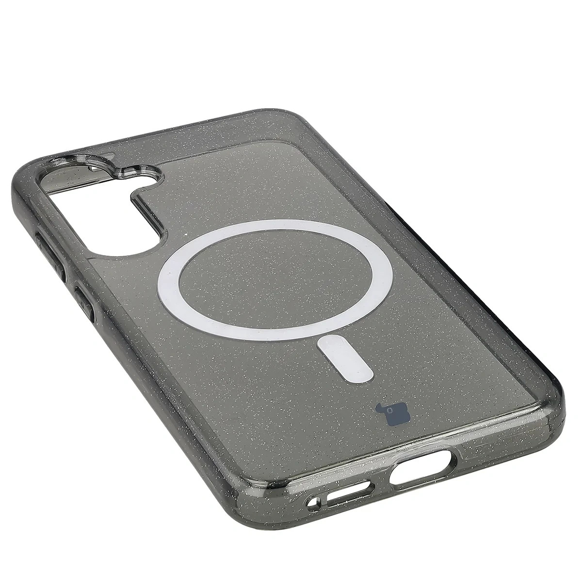 Kryt Bizon Case SparklO Magnetic Samsung Galaxy S25+ Plus / S24+ Plus, transparent-black with glitter