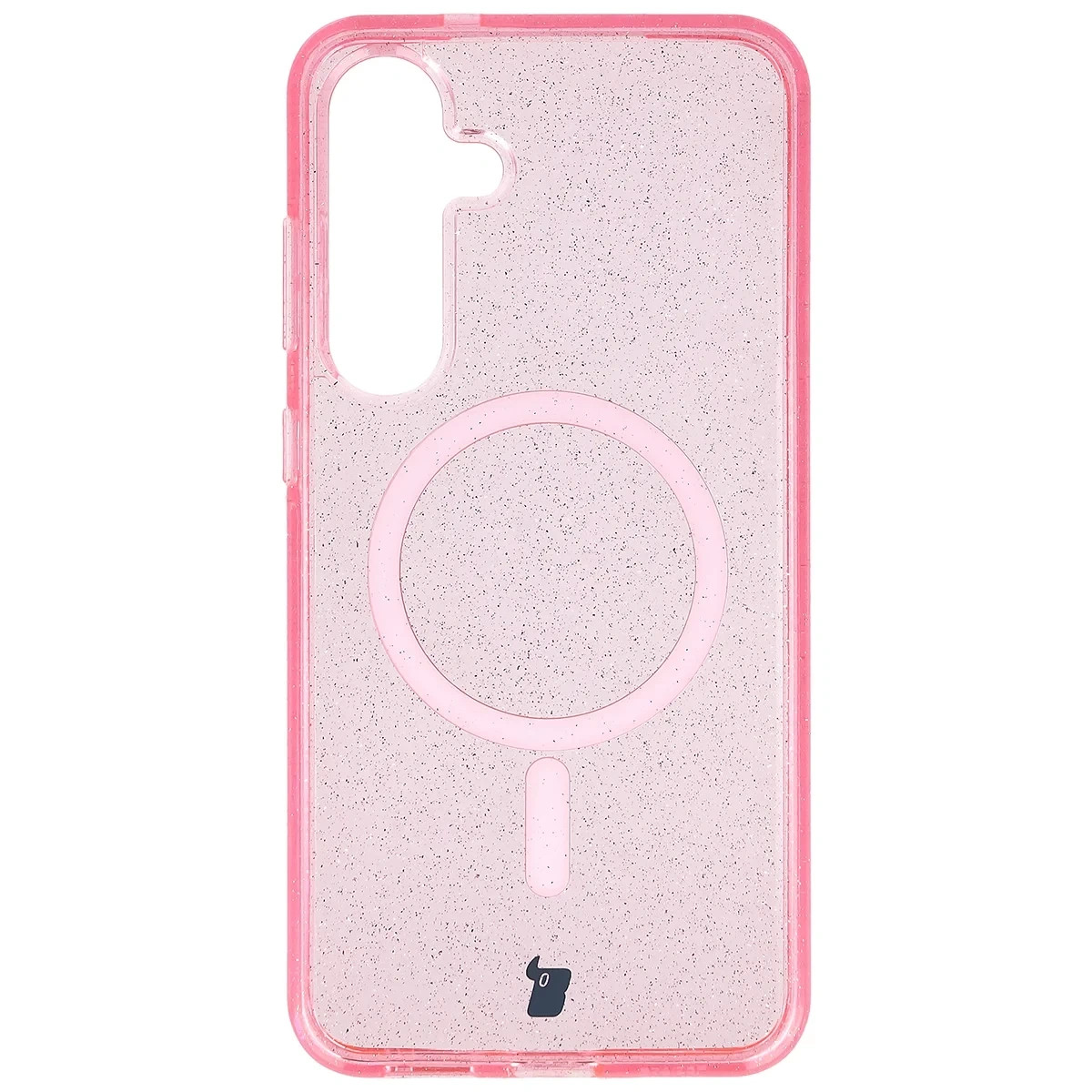 Kryt Bizon Case SparklO Magnetic Samsung Galaxy S25+ Plus / S24+ Plus, translucent-pink with glitter