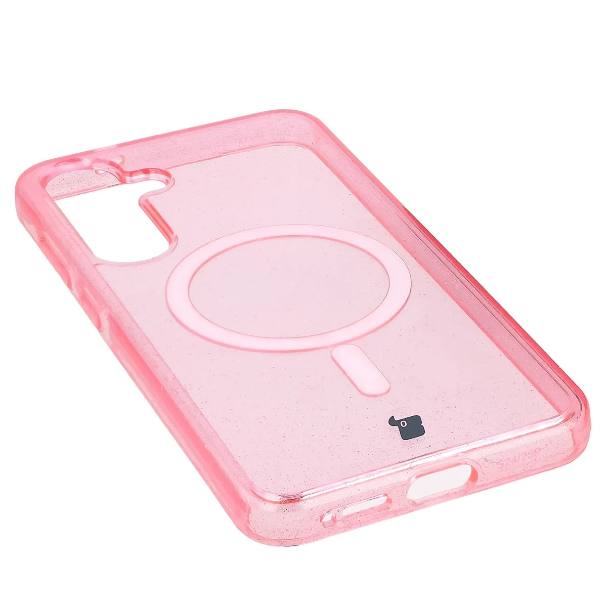 Kryt Bizon Case SparklO Magnetic Samsung Galaxy S25+ Plus / S24+ Plus, translucent-pink with glitter