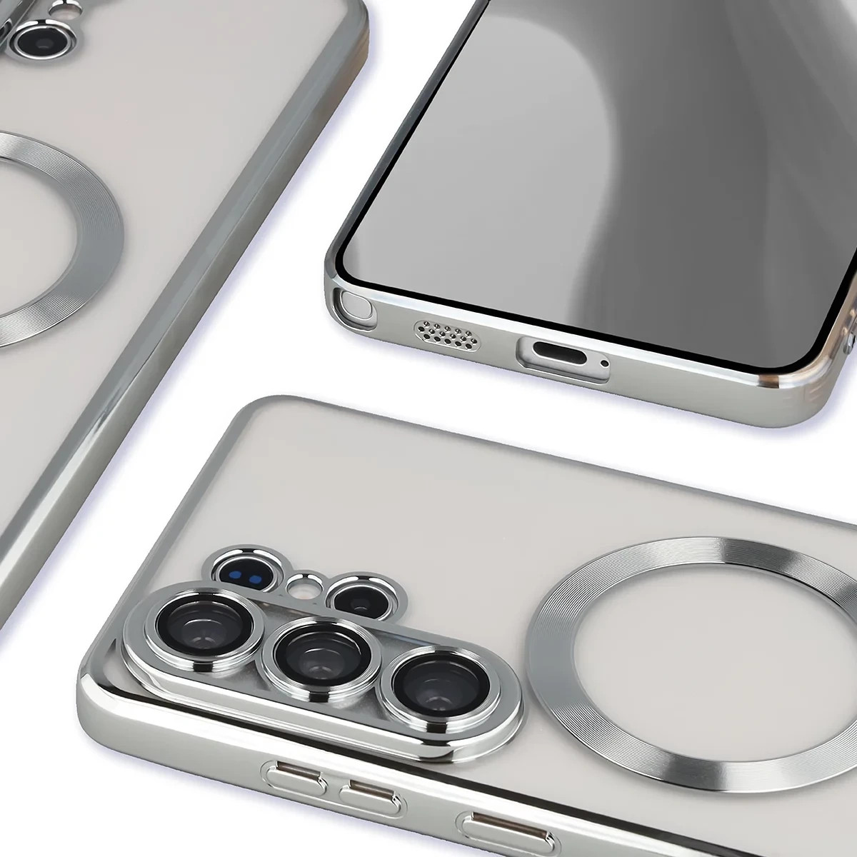 Kryt Bizon Case GuardO Magnetic Samsung Galaxy S26 Ultra, transparent-silver