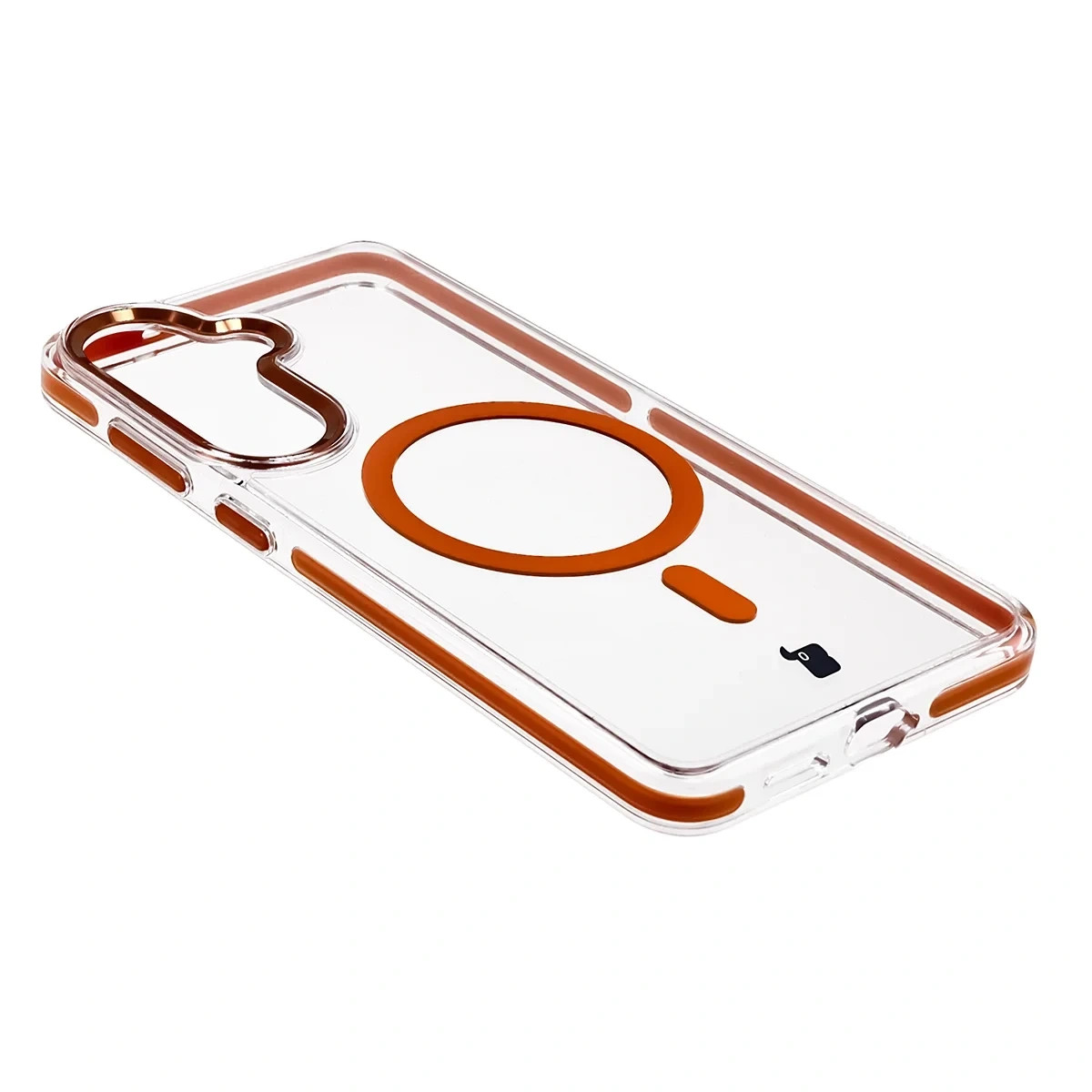 Kryt Bizon Case Marco Magnetic Samsung Galaxy S26 Plus, transparent with an orange frame