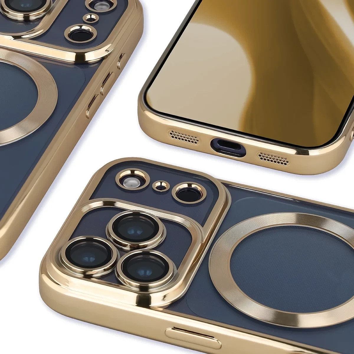 Kryt Bizon Case GuardO Magnetic Apple iPhone 17 Pro, clear-gold