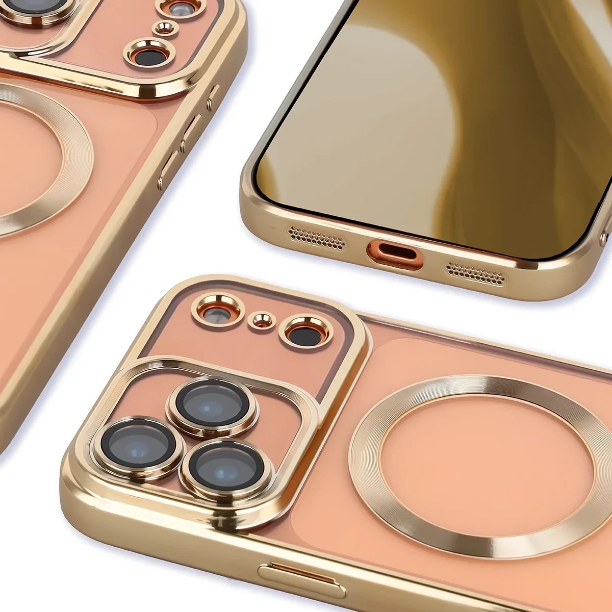 Kryt Bizon Case GuardO Magnetic Apple iPhone 17 Pro Max, clear-gold