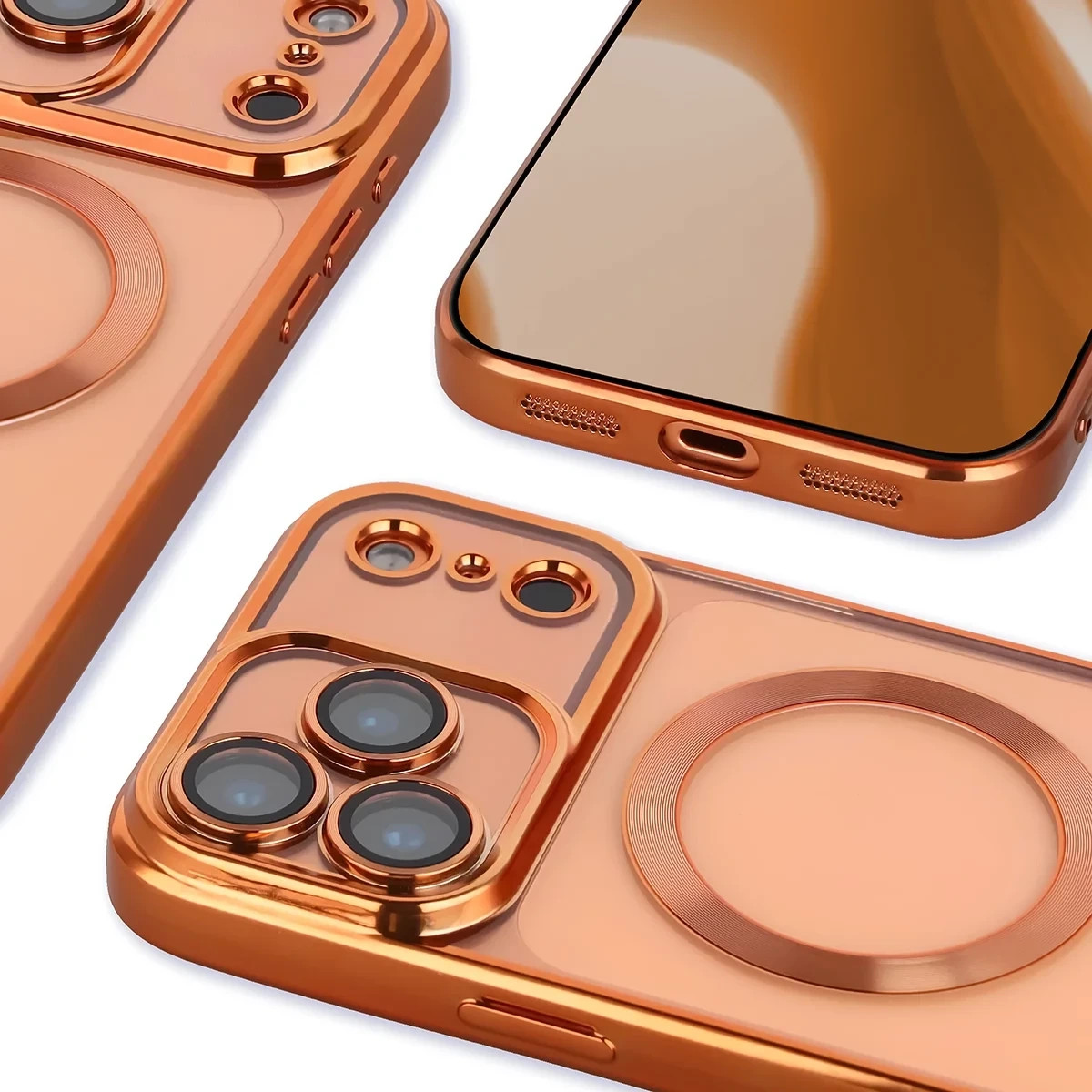 Kryt Bizon Case GuardO Magnetic Apple iPhone 17 Pro Max, clear-orange