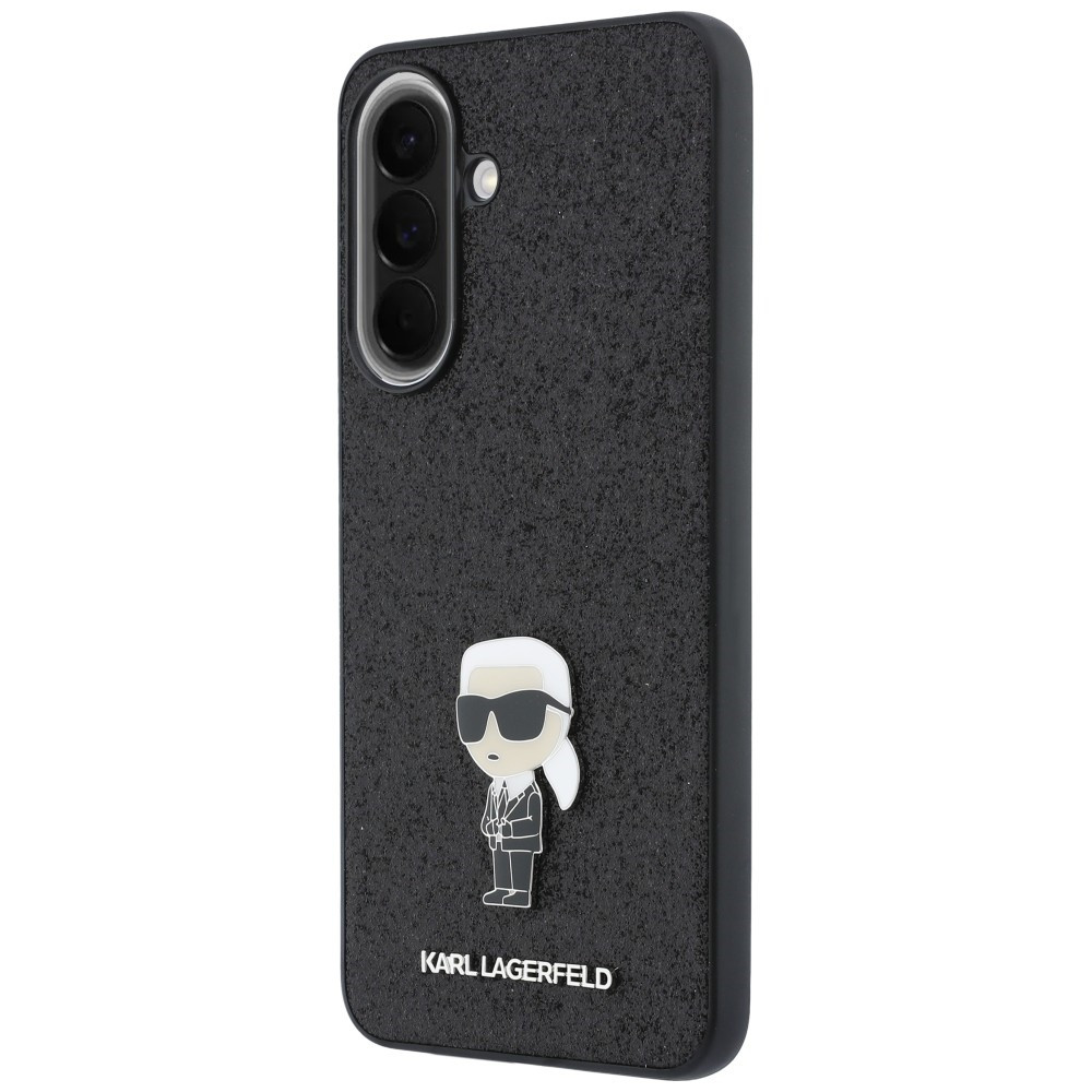Kryt Karl Lagerfeld Fixed Glitter Ikonik Logo Metal Pin Samsung Galaxy A57 5G black