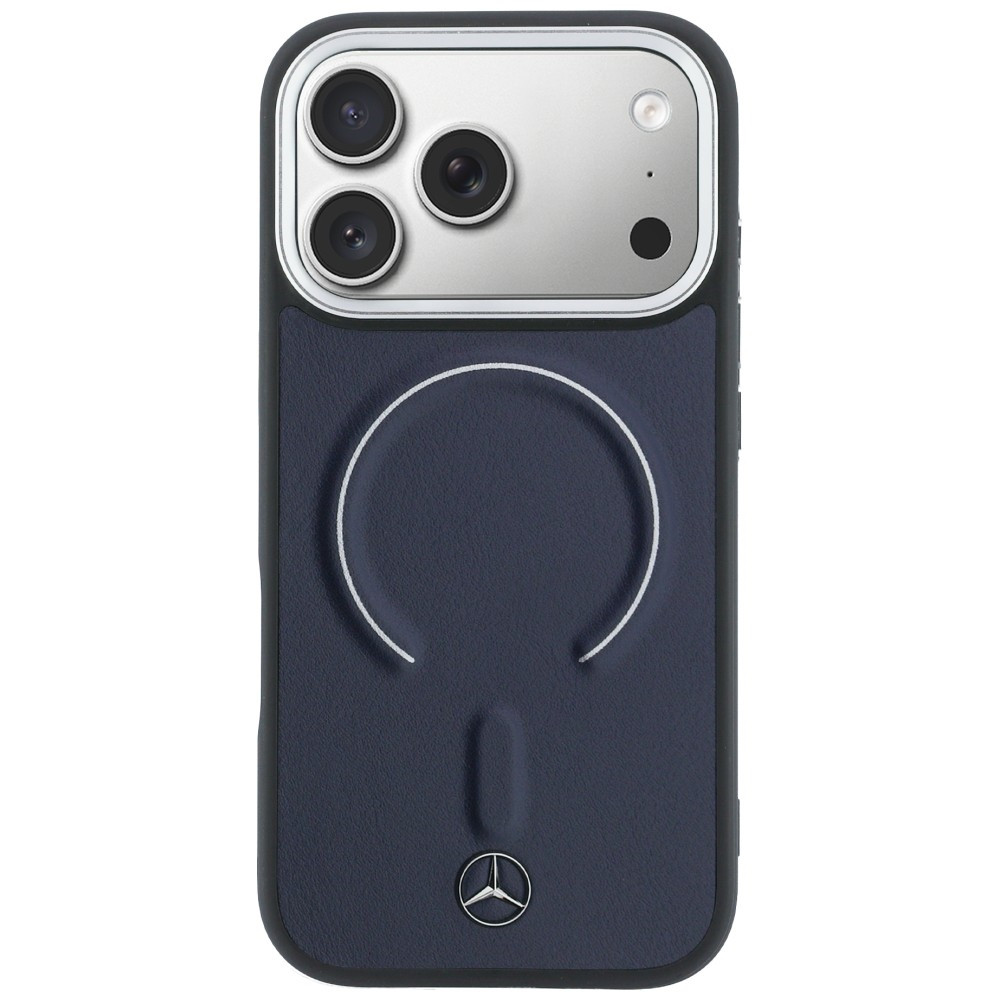 Kryt Mercedes Leather 3D MagSafe Apple iPhone 17 Pro navy blue