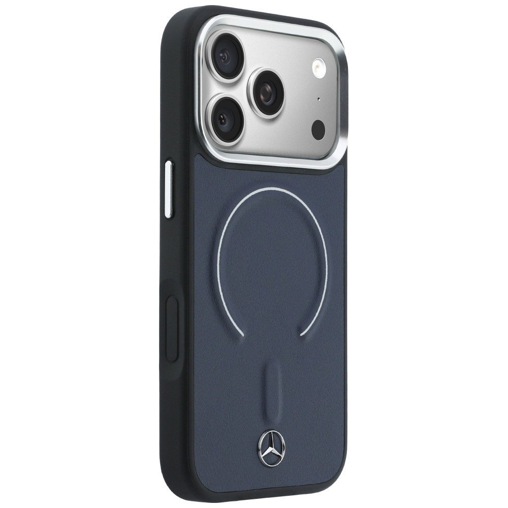 Kryt Mercedes Leather 3D MagSafe Apple iPhone 17 Pro navy blue