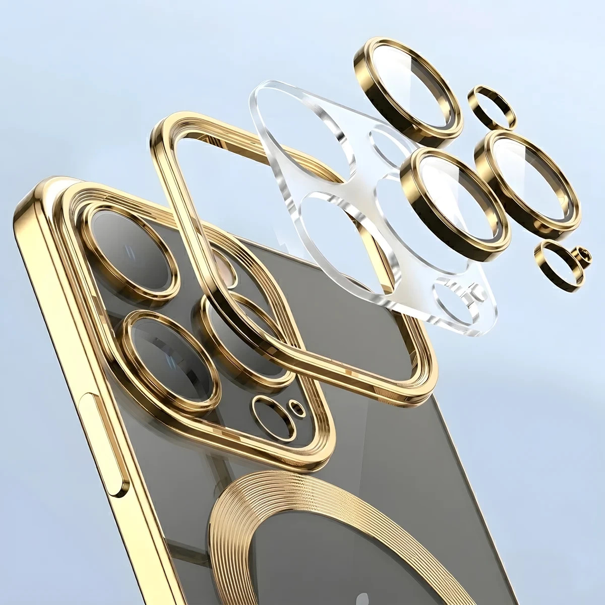 Kryt Bizon Case GuardO Magnetic Apple iPhone 16 Pro, clear-gold