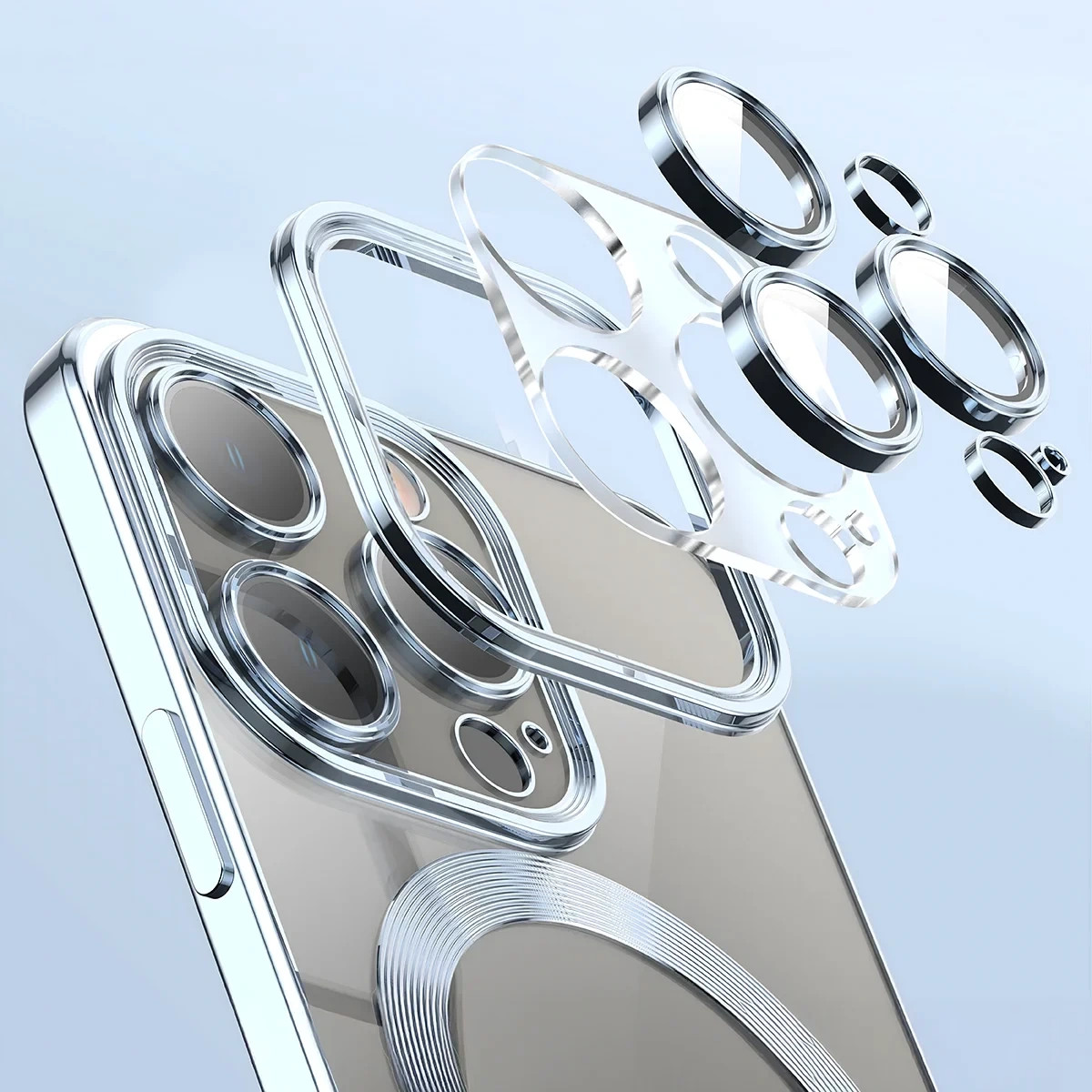 Kryt Bizon Case GuardO Magnetic Apple iPhone 16 Pro, clear-blue