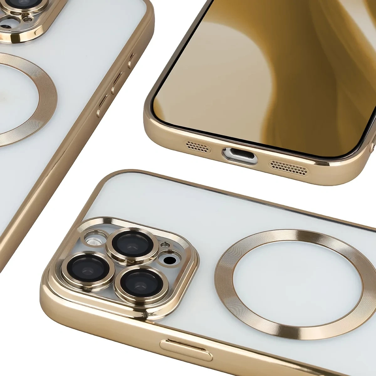 Kryt Bizon Case GuardO Magnetic Apple iPhone 16 Pro Max, clear-gold