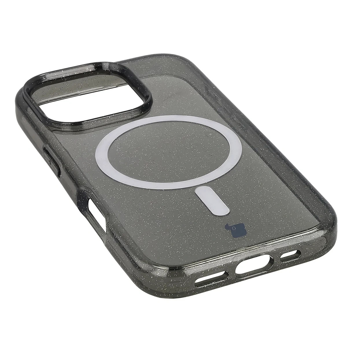 Kryt Bizon Case SparklO Magnetic Apple iPhone 16 Pro, transparent-black with glitter