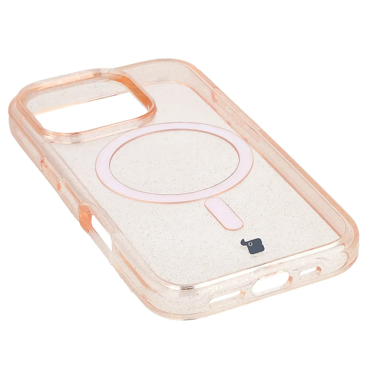 Kryt Bizon Case SparklO Magnetic Apple iPhone 16 Pro, transparent light orange with glitter