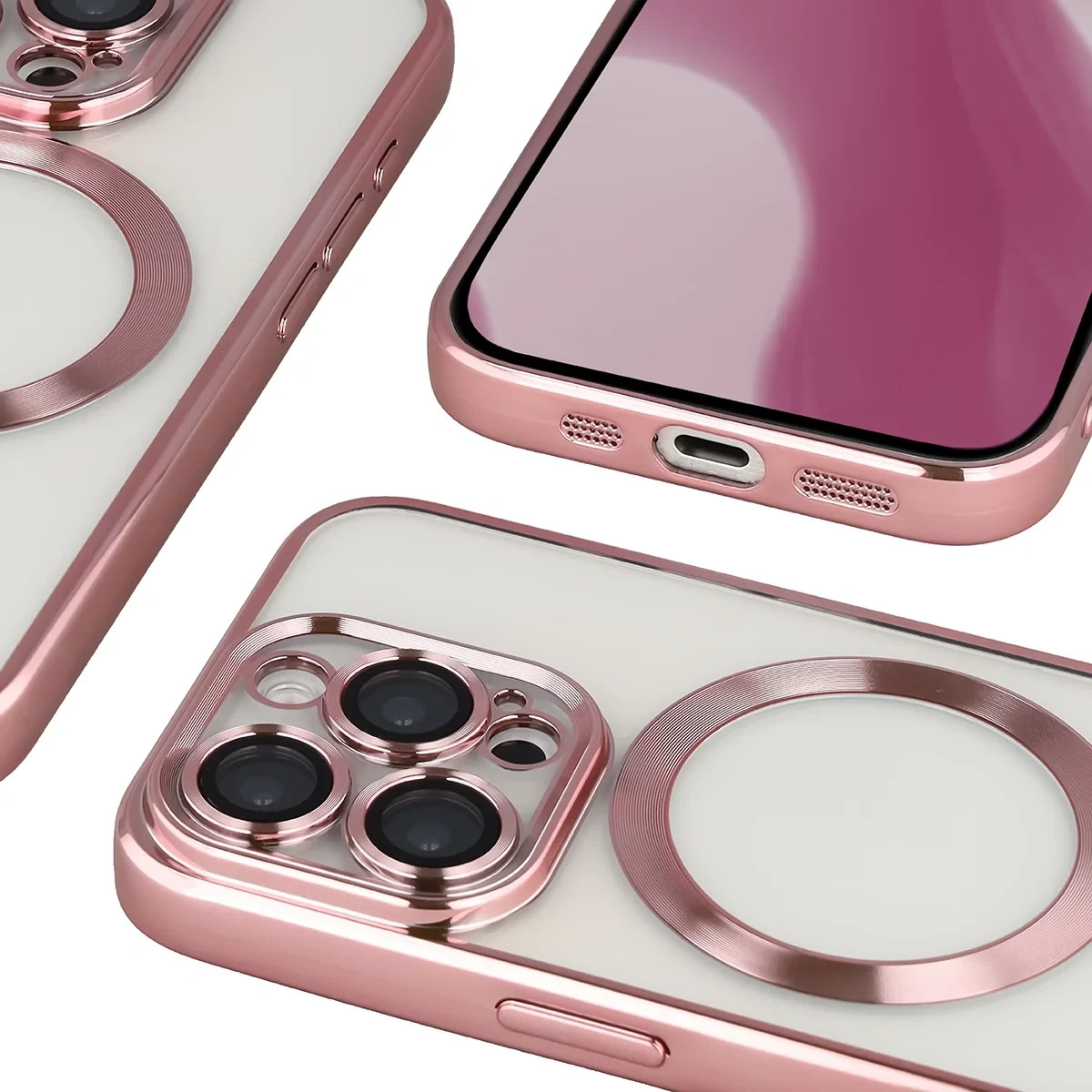Kryt Bizon Case GuardO Magnetic Apple iPhone 15 Pro, clear-pink