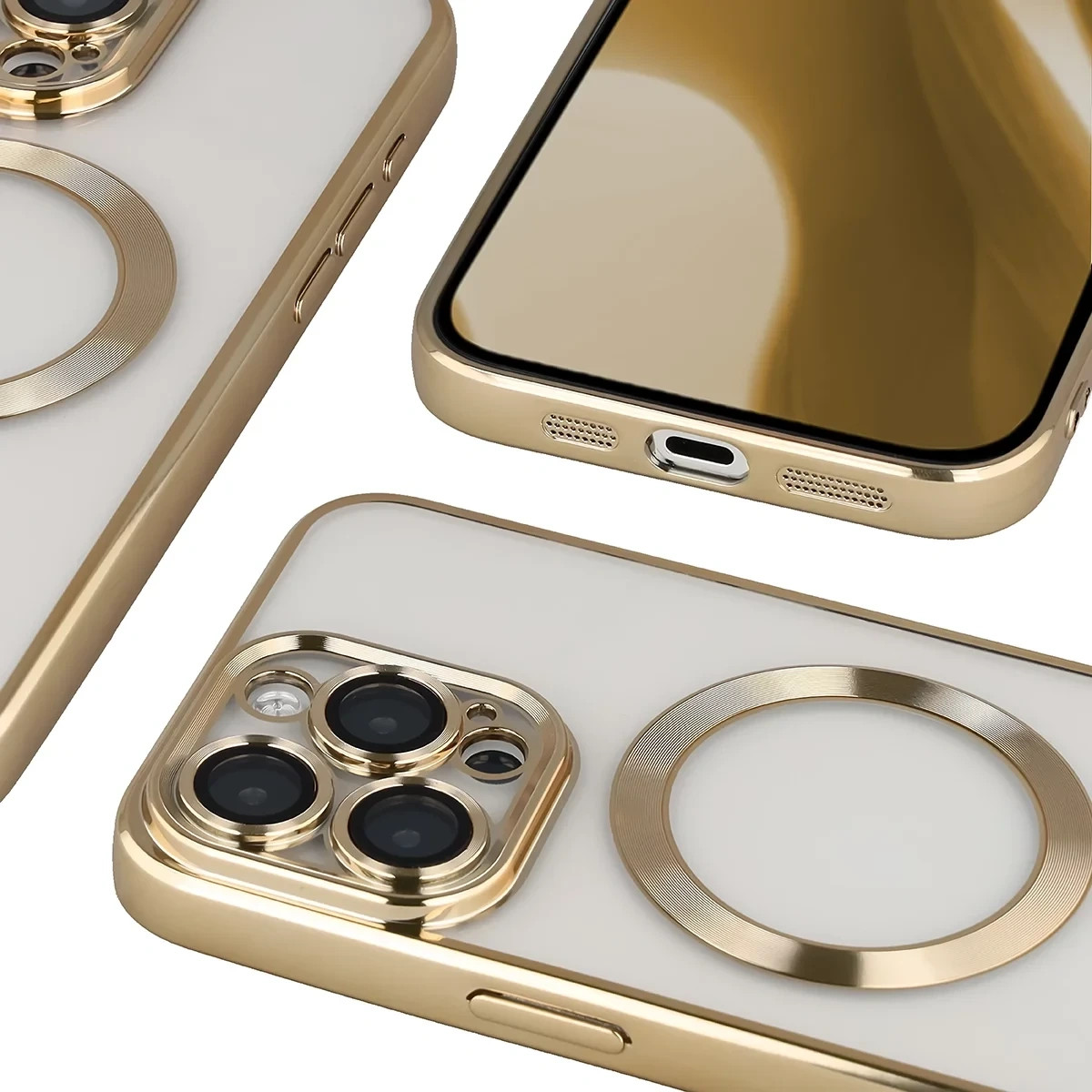 Kryt Bizon Case GuardO Magnetic Apple iPhone 15 Pro Max, clear-gold