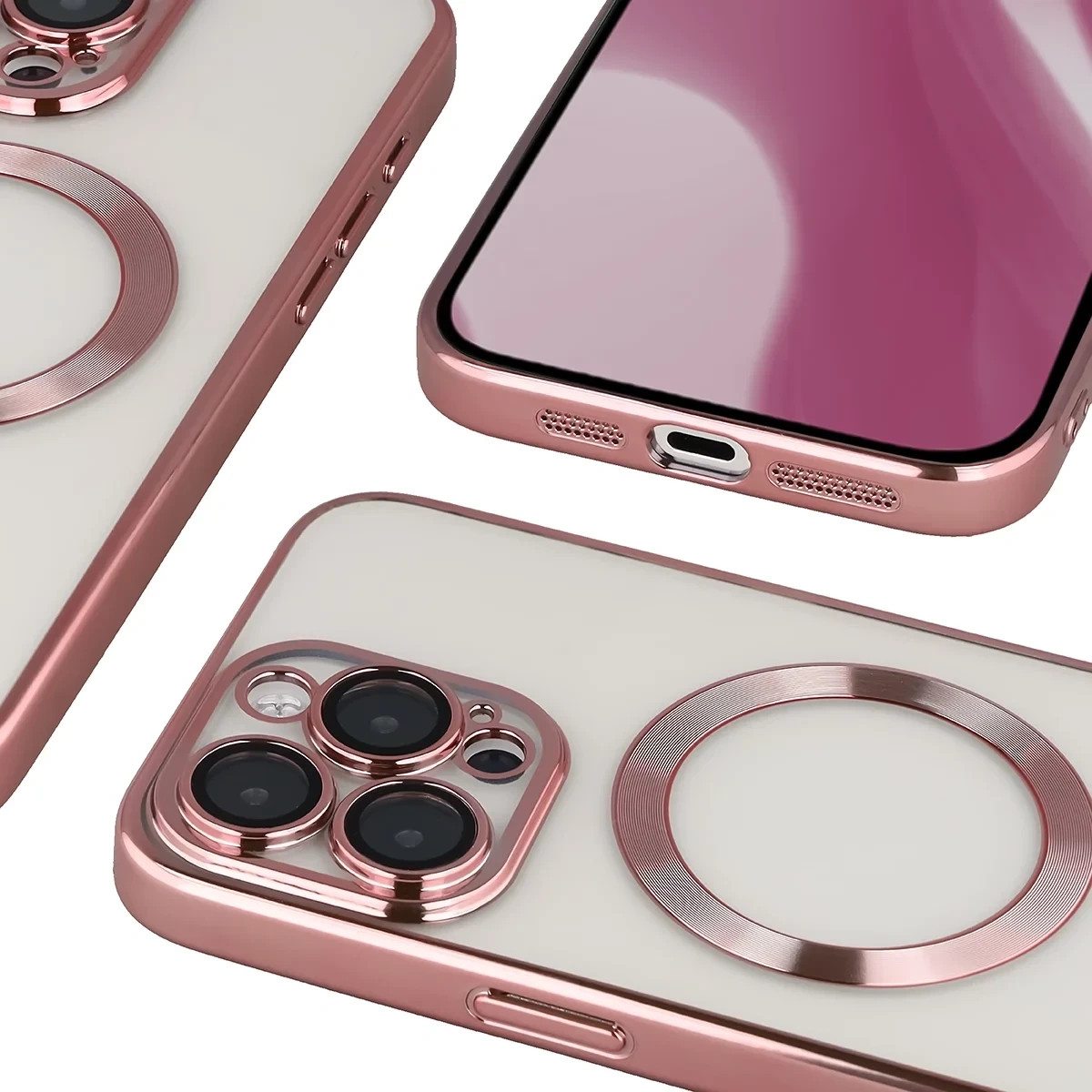 Kryt Bizon Case GuardO Magnetic Apple iPhone 15 Pro Max, clear-pink