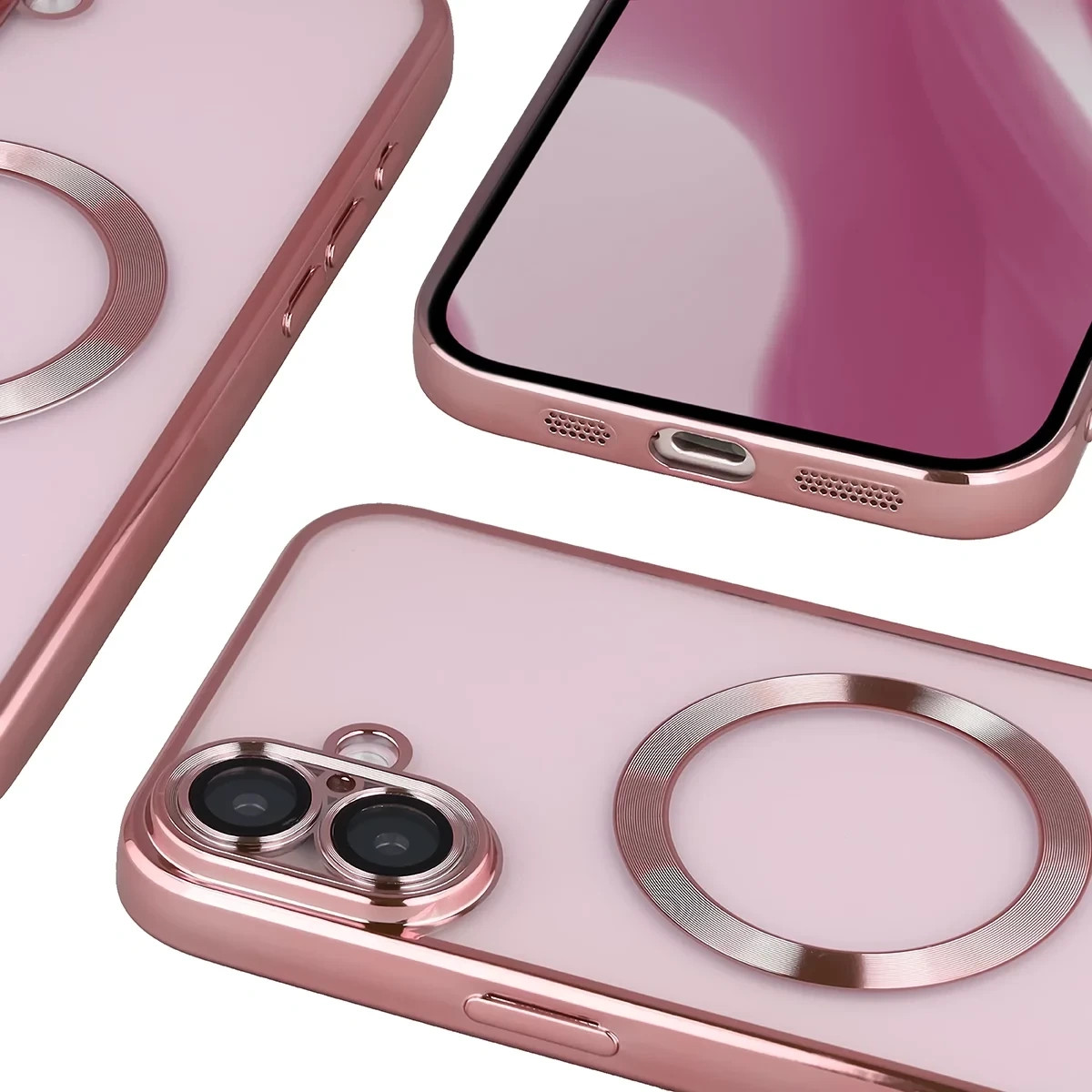 Kryt Bizon Case GuardO Magnetic Apple iPhone 16 Plus, clear-pink