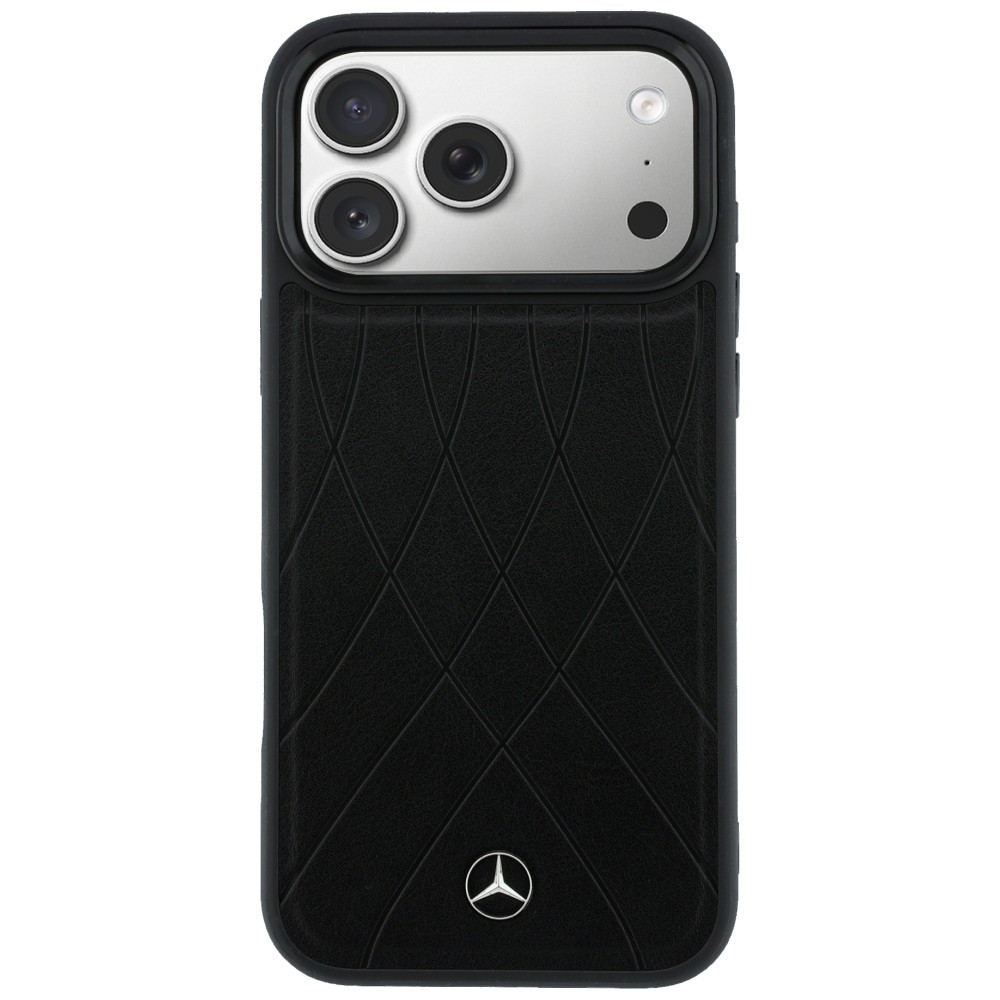 Kryt Mercedes Leather with Crossed Lines MagSafe Apple iPhone 17 Pro black