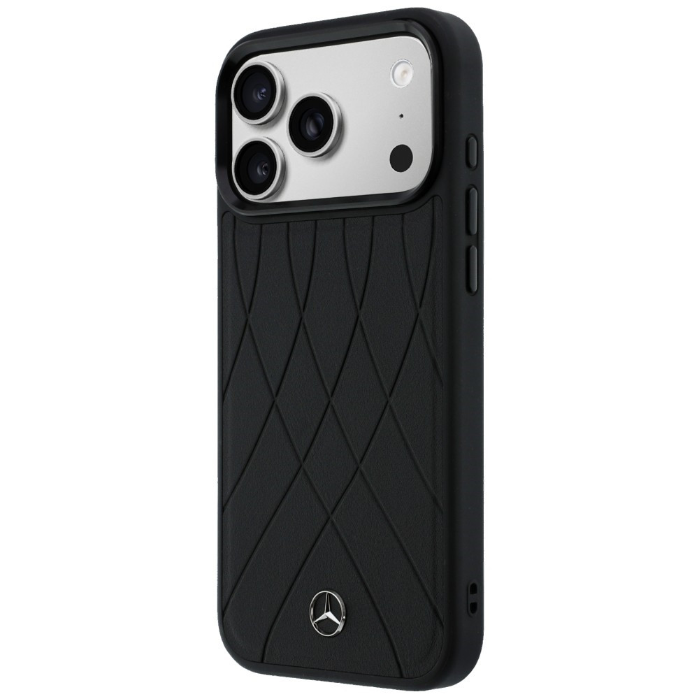 Kryt Mercedes Leather with Crossed Lines MagSafe Apple iPhone 17 Pro Max black
