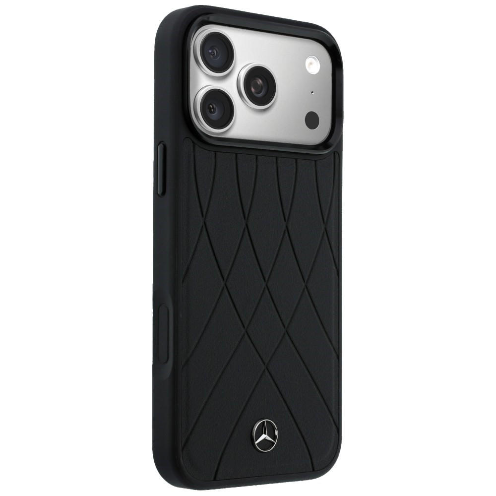 Kryt Mercedes Leather with Crossed Lines MagSafe Apple iPhone 17 Pro Max black