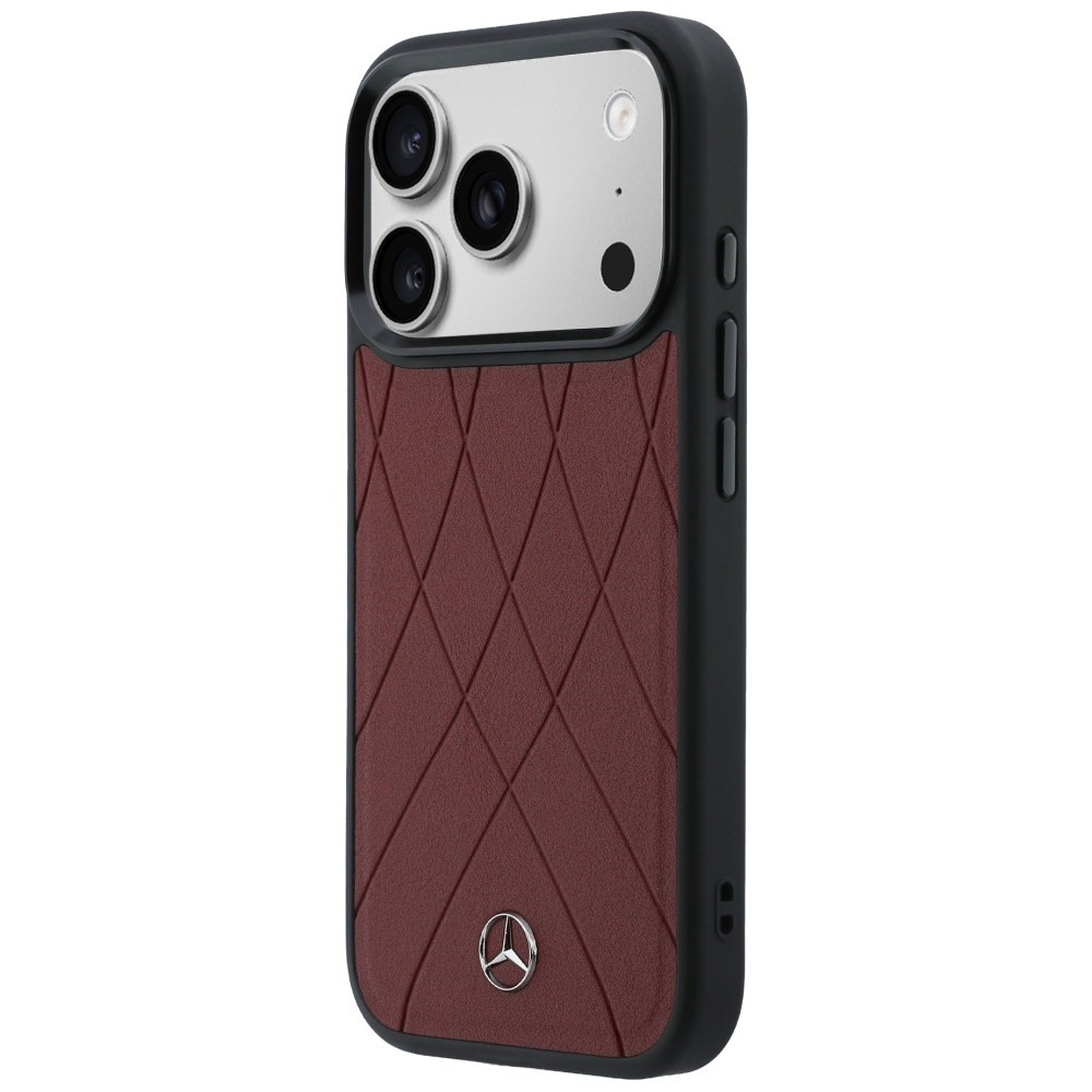 Kryt Mercedes Leather with Crossed Lines MagSafe Apple iPhone 17 Pro Max red