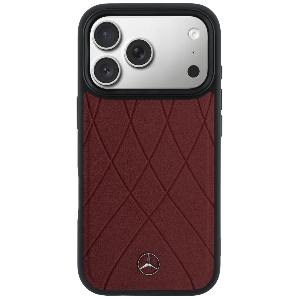 Kryt Mercedes Leather with Crossed Lines MagSafe Apple iPhone 17 Pro Max red