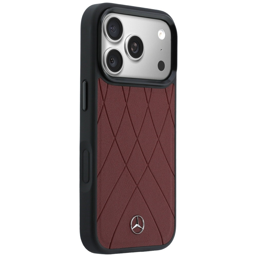 Kryt Mercedes Leather with Crossed Lines MagSafe Apple iPhone 17 Pro Max red