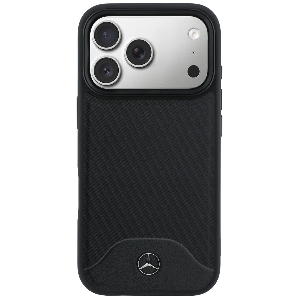 Kryt Mercedes Leather Wood Effect and Curve MagSafe Apple iPhone 17 Pro black