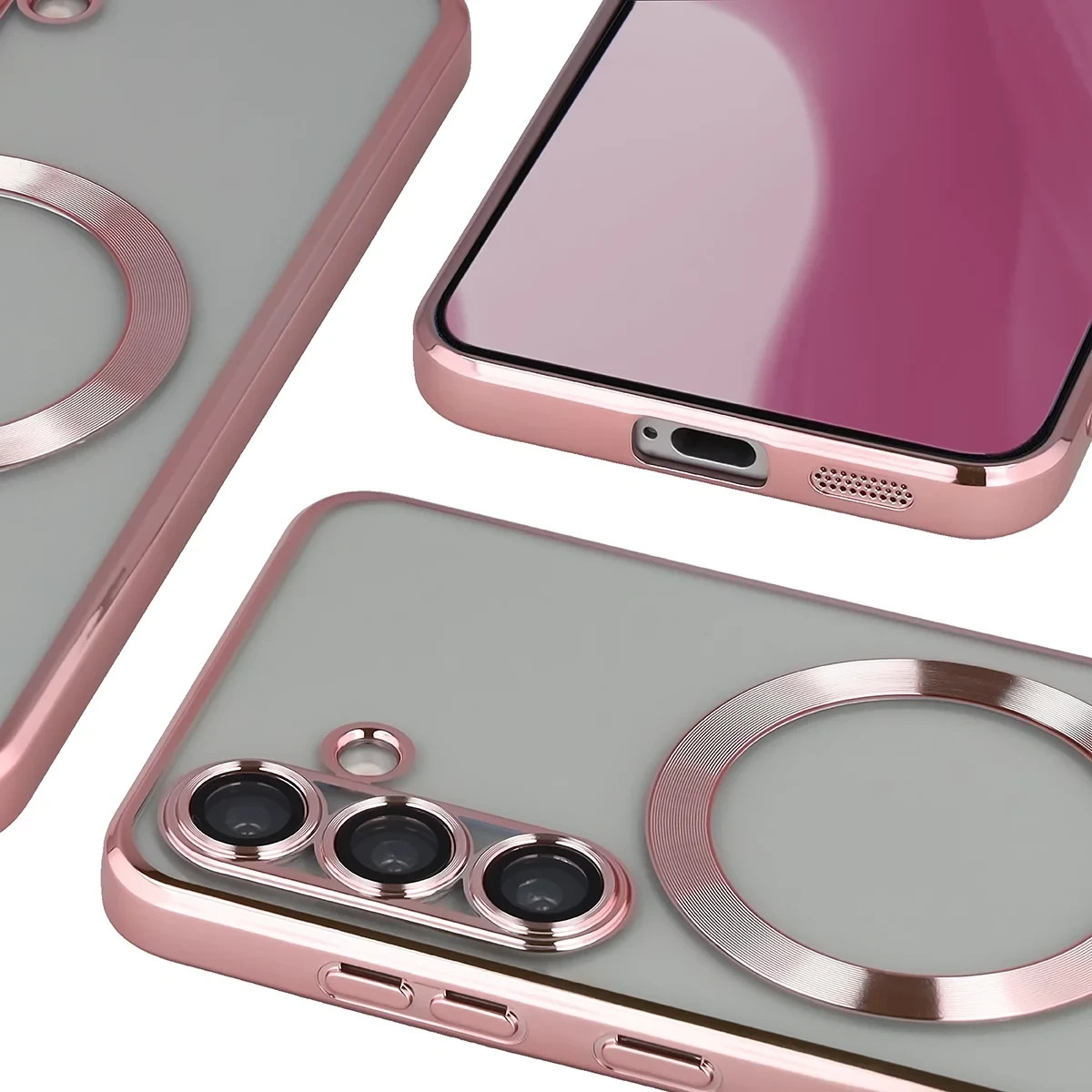 Kryt Bizon Case GuardO Magnetic Samsung Galaxy S25, clear-pink