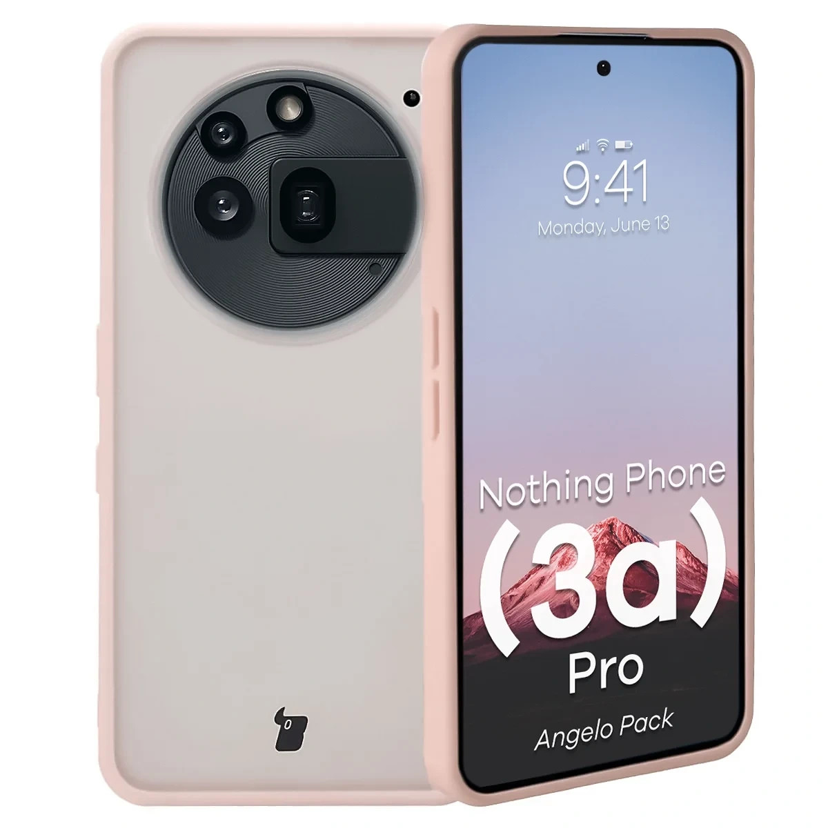 Kryt Bizon Angelo Pack Nothing Phone (3a) Pro, semi-transparent with a pink frame
